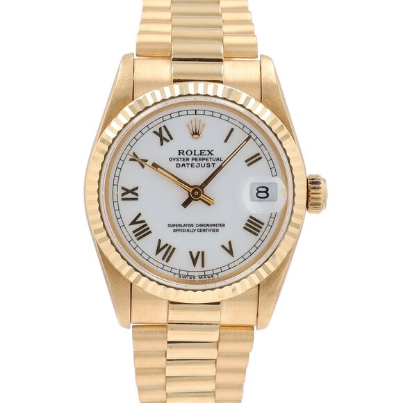 Rolex Datejust 68278 31mm White Roman Numeral Dial Fluted Bezel President Band - Picture 1 of 9